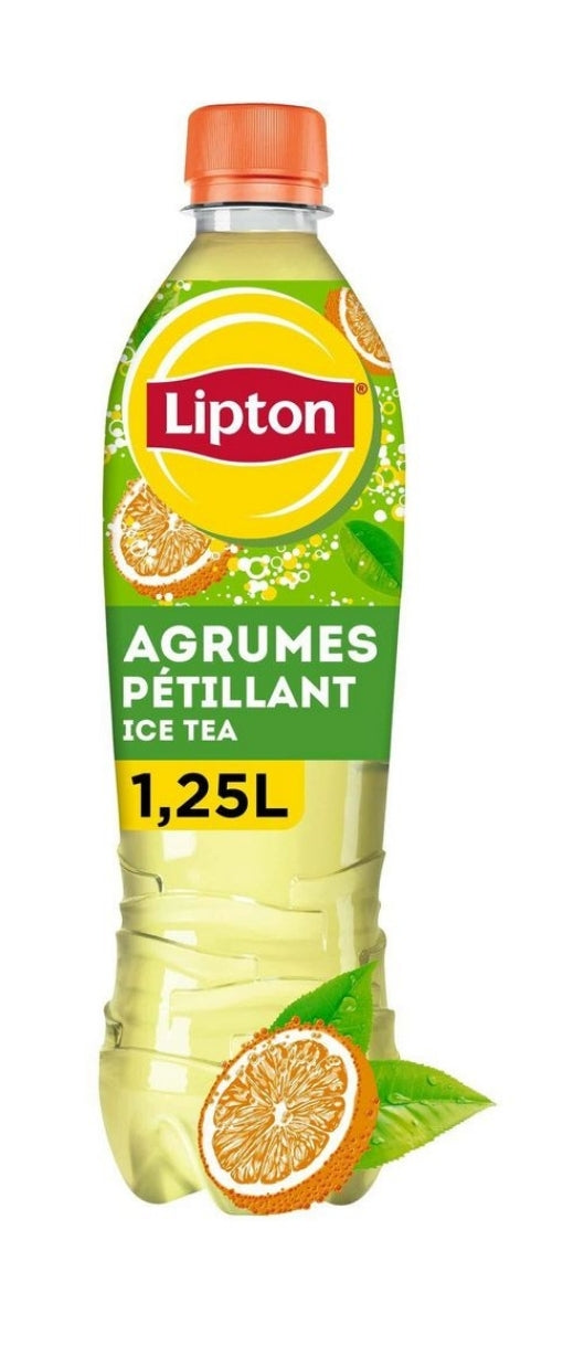 LIPTON ICE TEA Thé glacé pétillant saveur agrumes 1,25l