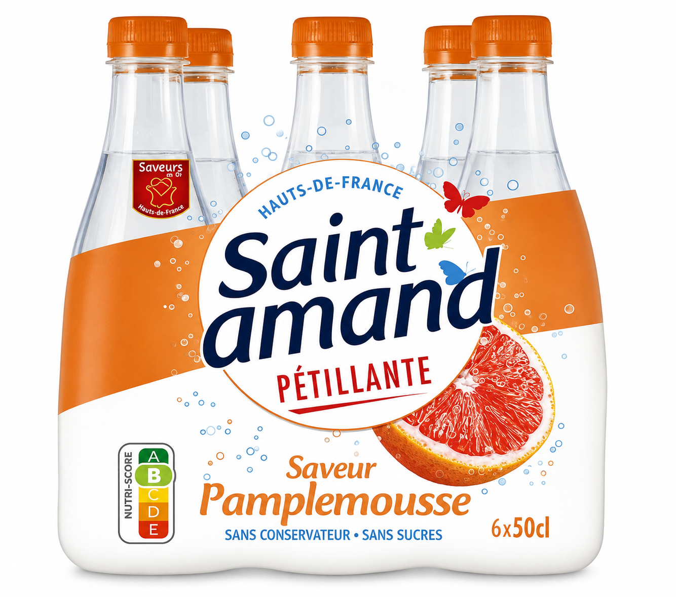 St Amand eau aromatisé pétillante pamplemousse 6x50cl