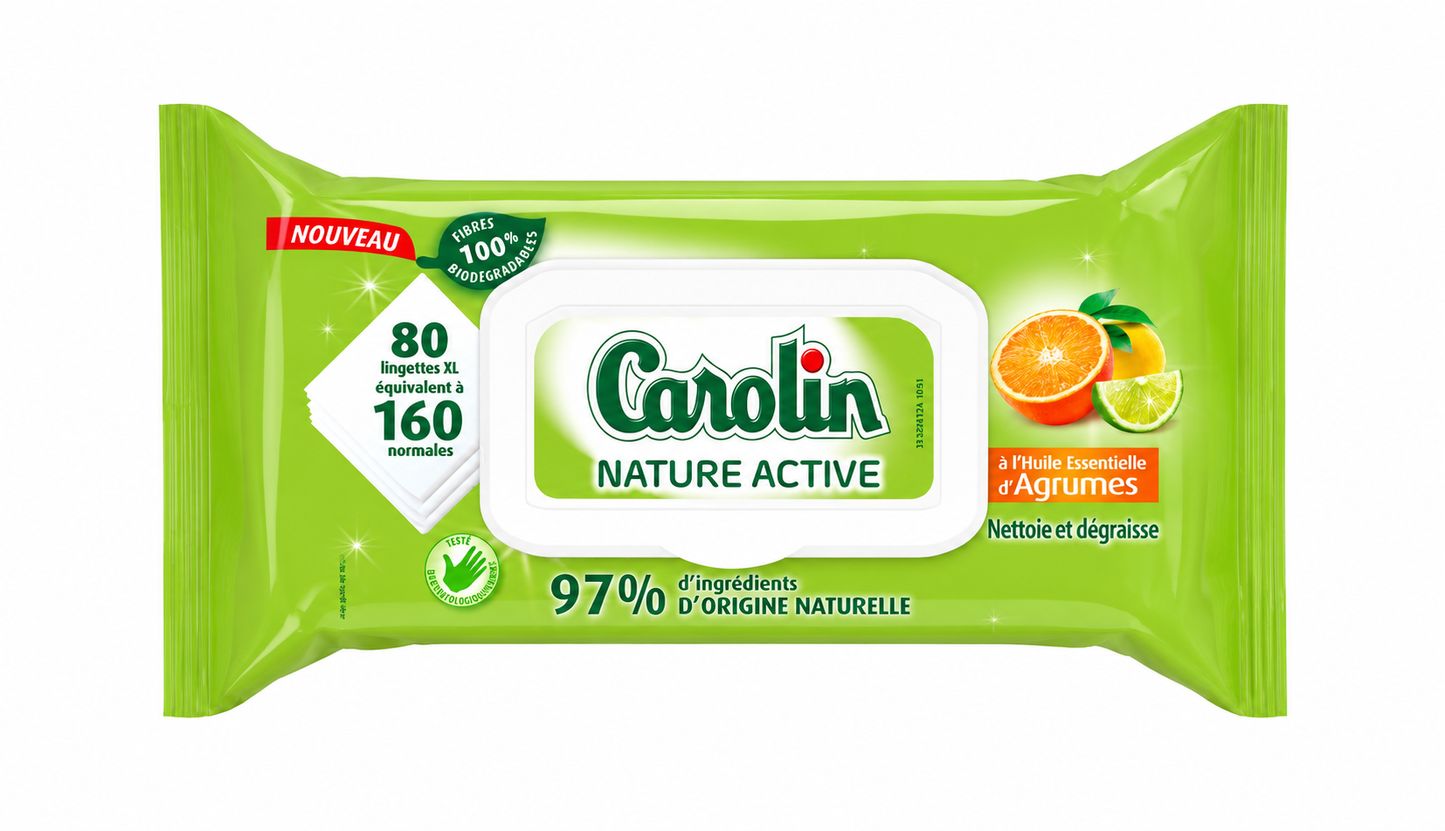 Lingettes Carolin nature active xl X80
