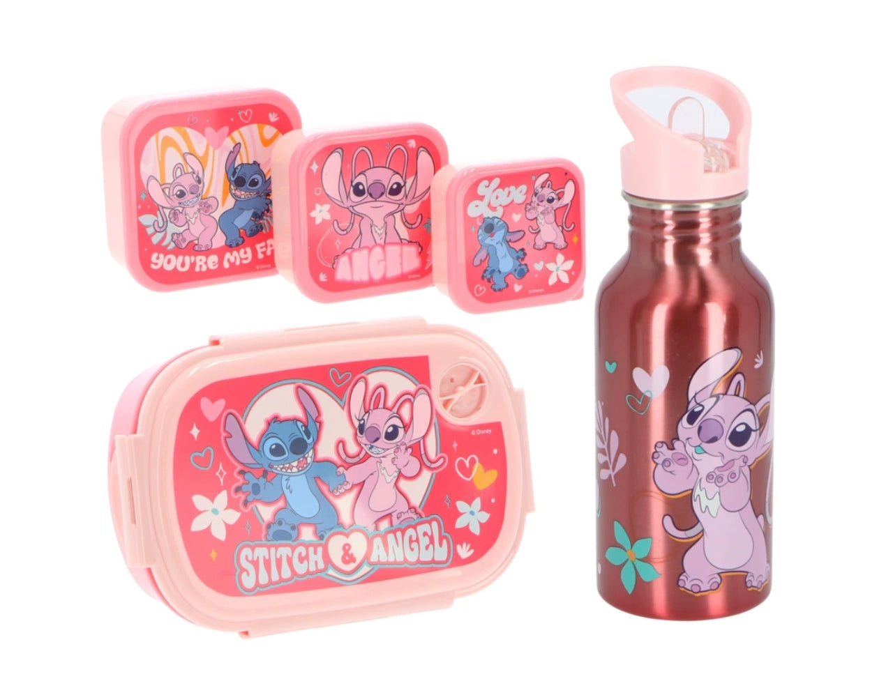 Ensemble repas Lilo & Stitch 5 pièces rose
