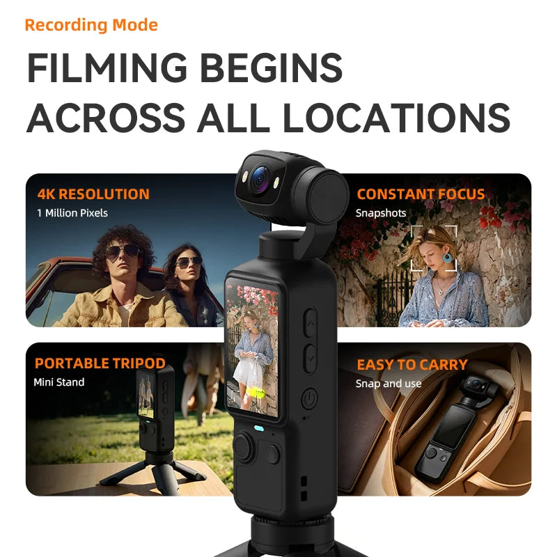 360° Action & Sports Camera with Fill Light Support Max 128GB Memory Action Cam