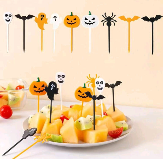 30 pièces cure-dent avec citrouilles, chauves-souris et fantômes