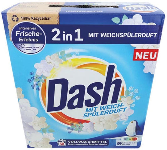 Lessive 2 en 1 Dash avec parfum adoucissant 50Lavages