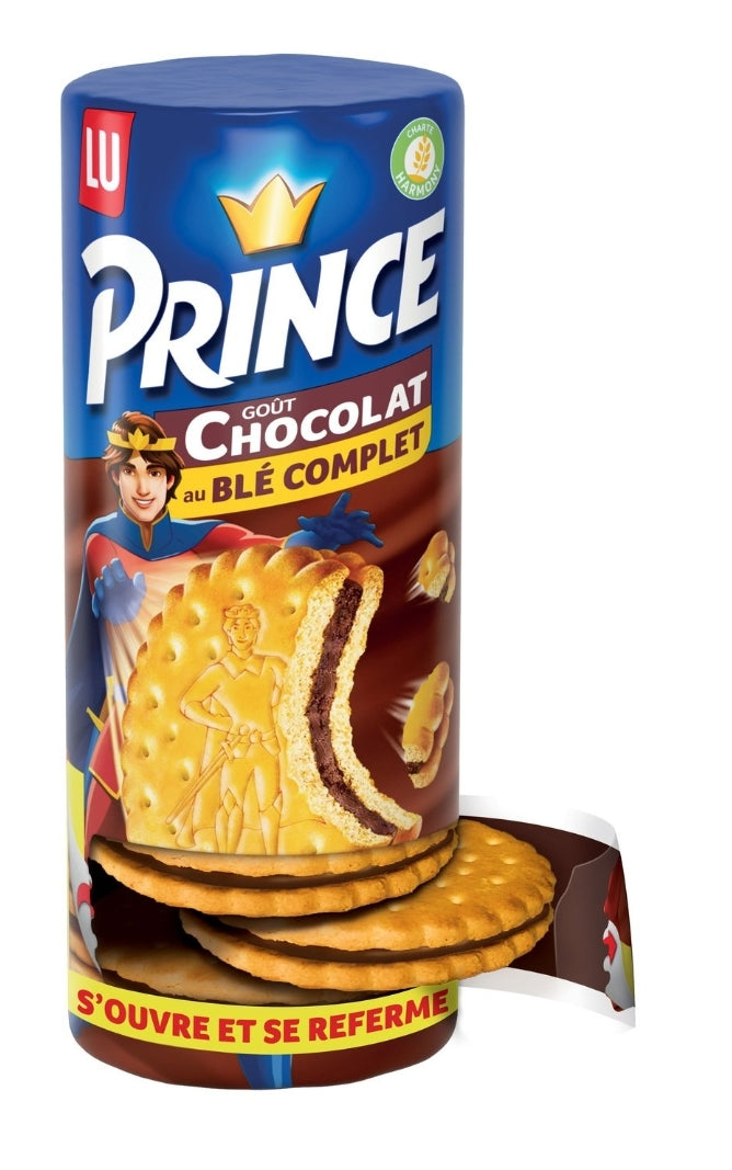 PRINCE Biscuits fourrés goût chocolat au blé complet ouverture facile