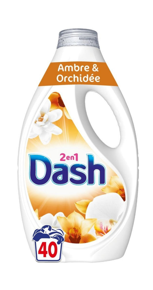 Dash lessive liquide ambre et orchidée 40Lavaged
