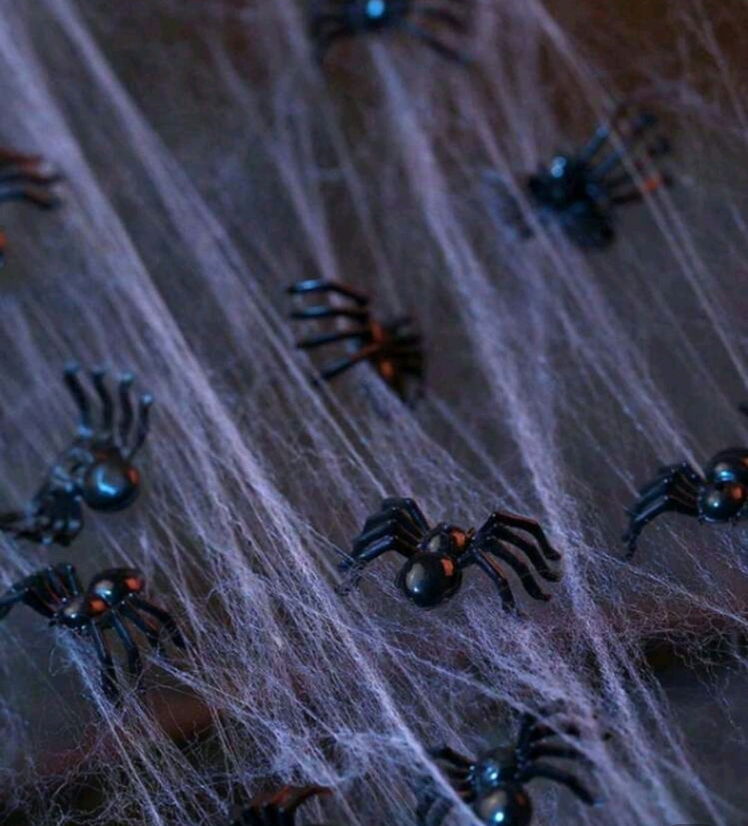 100 araignées noir en plastique pour Halloween